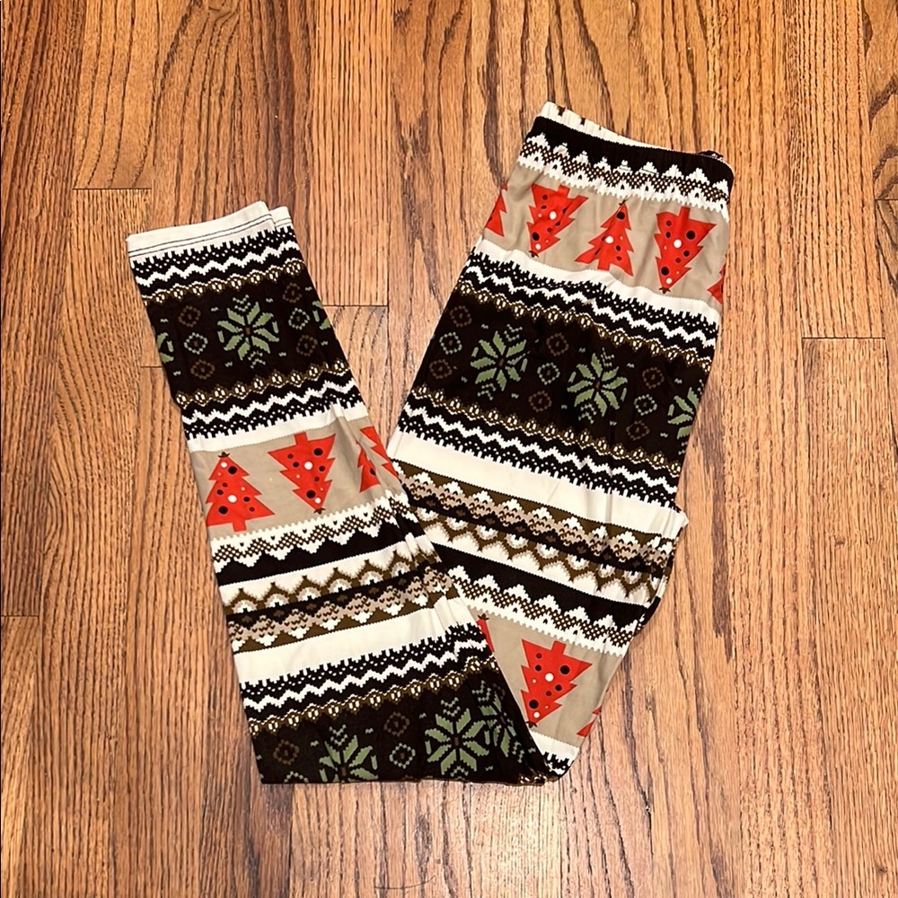 USA Design Unicorn Festive Holiday Leggings Red and Brown Green One Size Women